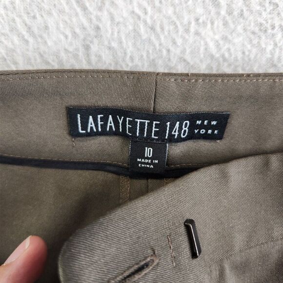 Lafayette 148 Pants Womens 10 Brown Menswear Fit Virgin Italian Stretch Wool - Picture 11 of 16